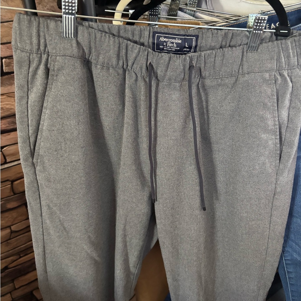 Abercrombie & Fitch Gray Dress Pants with Elastic Waistband